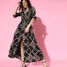 Scorpius Brown & Black Printed Maxi Dress-picture-39