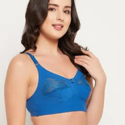 Clovia Blue Plain Full Coverage Bra image 4