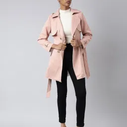 showoffff SHOWOFF Peach Regular Fit Trench Coat image 4