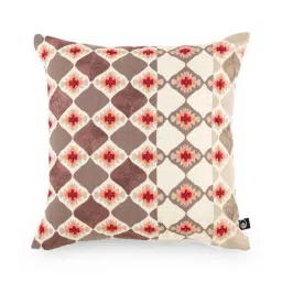 Home4U 'Aya' White & Brown Cotton Single Cushion Cover - Set of 1-picture-20