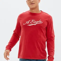 American Eagle Red Cotton Standard Fit Printed T-Shirt-image-26