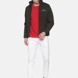 showoffff SHOWOFF Olive Cotton Slim Fit Solid Jacket image 4