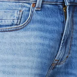 Spykar Blue Regular Fit Heavily Washed Jeans image 4