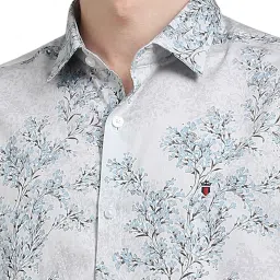 Louis Philippe Grey Cotton Slim fit Floral Shirts image 4