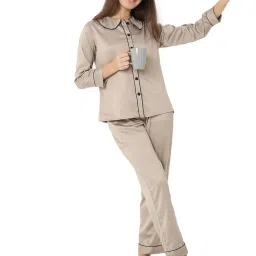 Smarty Pants Brown Satin Shirt With Pyjamas image 4