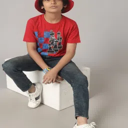 Under Fourteen Only Kids Red Printed T-Shirt image 4