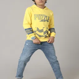 Under Fourteen Only Kids Yellow Printed Full Sleeves Sweatshirt image 4