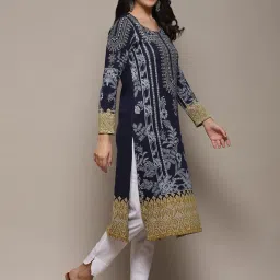 Biba Blue Printed A Line Kurta image 4