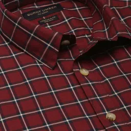 Burnt Umber Red Regular Fit Check Shirt image 4