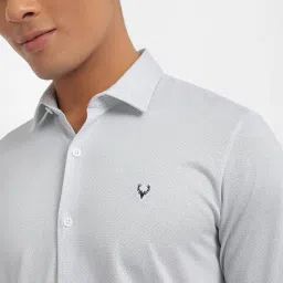 Allen Solly Cloud Grey Cotton Slim Fit Printed Shirt image 4