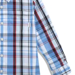 Tommy Hilfiger Kids Blue Spell Checks Regular Fit Shirt image 4