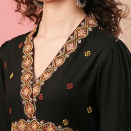 Globus Black Embroidered Maxi Dress image 4
