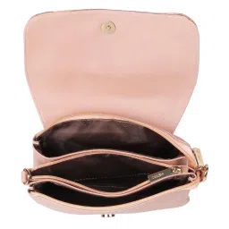 Metro Peach Synthetic Textured Sling Handbag image 4