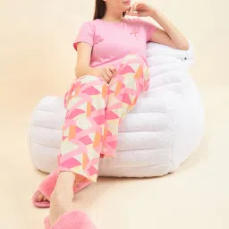 Sweet Dreams Pink Geometric Print Top With Pyjamas image 4