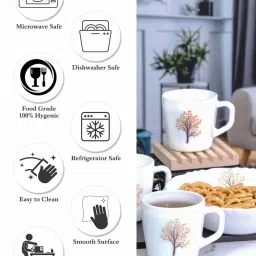 Cello White Opalware 4 Ricca Mug & 1 Bowl  (0.18 L) image 4