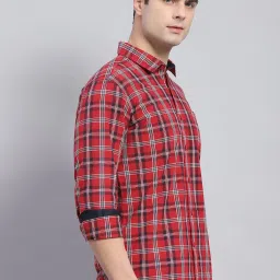 Monte Carlo Red Cotton Regular Fit Checks Shirt image 4