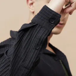 Forca By Lifestyle Black Regular Fit Stripes Shirt image 4