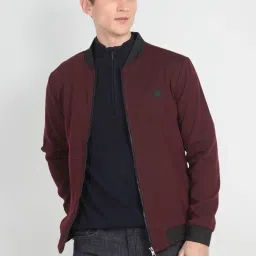 Arrow Sport Maroon Regular Fit Bomber Jacket image 4