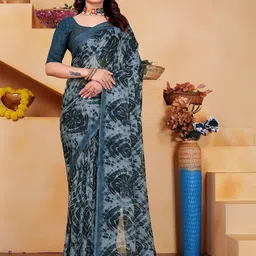 KANOODA Floral Printed Pure Georgette Saree-picture-38