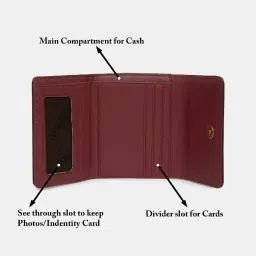 Carlton London Maroon Solid Tri-Fold Wallet for Women image 4