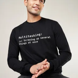 People By Pantaloons Black Cotton Regular Fit Printed Sweatshirt image 4