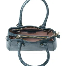 RI2K London Black Grey Leather Medium Textured Handbag image 4