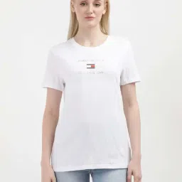 TOMMY HILFIGER White Cotton Printed T-Shirt-image-17