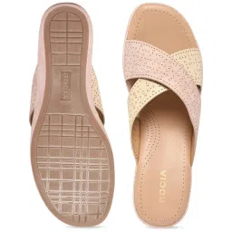 Rocia by Regal Women's Pink Cross Strap Wedges image 4