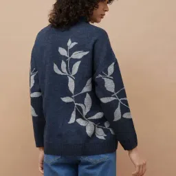 Colour Me By Melange Navy Regular Fit Printed Sweater image 2