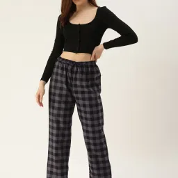 Kryptic Navy Cotton Checks Lounge Pants (Pack Of 2) image 4