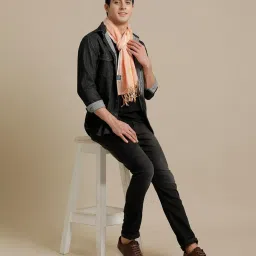 Linen Club Orange Pure Linen Stole image 4