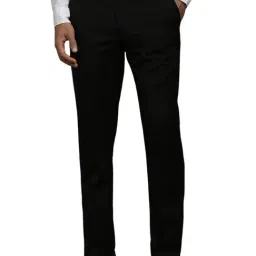 Louis Philippe Black Blended Slim fit Solid Trousers-picture-26