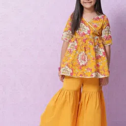 Biba Girls Yellow Cotton Printed Kurta Set-picture-24