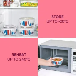 Larah by Borosil Black Opalware Geo Orange Container Set image 4