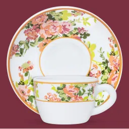 Larah by Borosil White Opalware Amora Tea/Coffee Cup & Saucer Set image 4