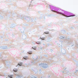 Libas Women Beige Regular Fit Floral Kurti image 4