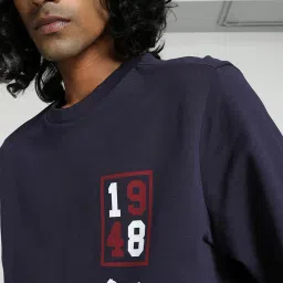 Puma Navy Blue Cotton Regular Fit Printed Sweatshirt image 4