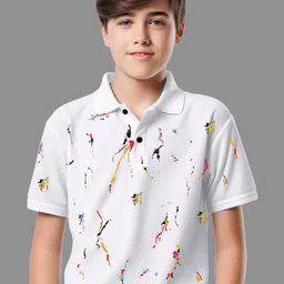 Kiddy Viddy Boys Printed Polo Collar Half Sleeve T-shirt-picture-37