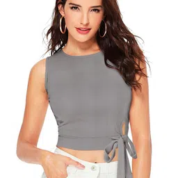 DHRUVIL IMPEX Women Fitted Crop Top With Tie-Ups-picture-31