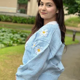 Sugercandy Women Floral Woollen Cardigan with Embroidered Detail image 4