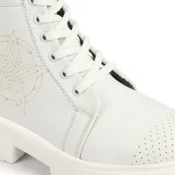 Fausto Women's White Derby Boots image 4