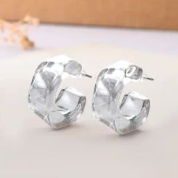Voylla White Resin Abstract Crystal Hoop Earrings-picture-32