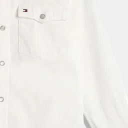 TOMMY HILFIGER Boys Ecru Cotton Solid Full Sleeves Shirt image 4