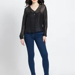 SHAYE Black Striped Shirt image 4