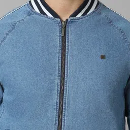 Louis Philippe Blue Cotton Regular Fit Bomber Jacket image 4