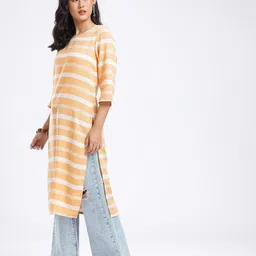 Anouk Rustic Striped Straight Kurta image 4
