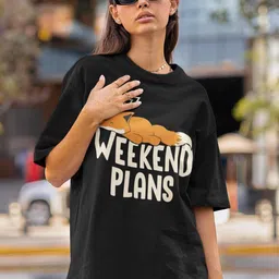Hatke Trends Women Typography Printed Round Neck Cotton Oversized T-shirt-picture-37