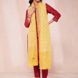 Fabindia Mustard Printed Dupatta-picture-36
