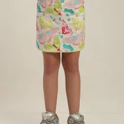 VERO MODA GIRL Antique White Cotton Printed Skirt-image-0