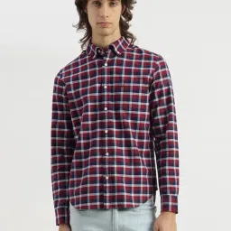 United Colors Of Benetton Maroon Cotton Regular Fit Checks Shirt-picture-35